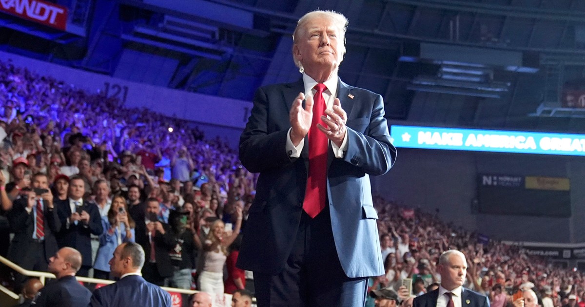 Trump turns his focus to Harris at his first rally after Biden’s exit